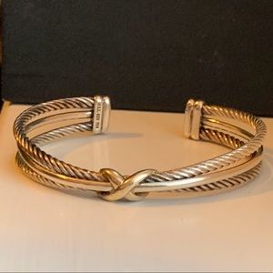 David Yurmam 3 Cable Ss & 18K Gold X Bracelet